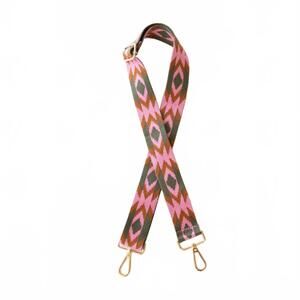 NEW FUNKY MONKEY women's adjustable purse strap with gold hardware in pink aztec